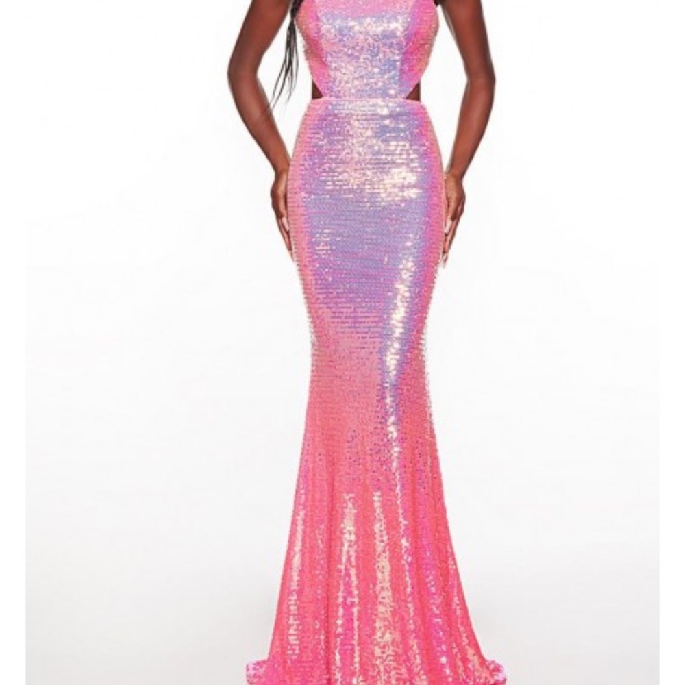 Turn heads with this Alyce Paris blue and Purple Sequin Prom Dress.